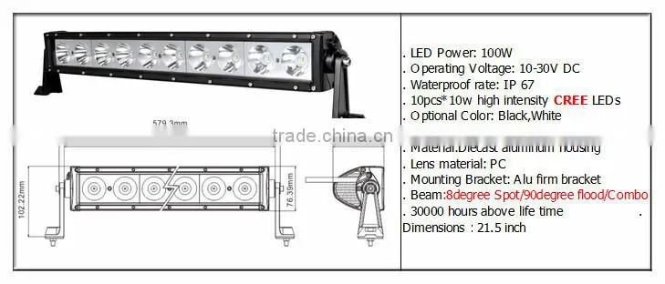 Hotsale 60W hyper spot single row off road led light bar 10w car led light bar 4x4 auto lighting truck,4WD,JEEP,IP67