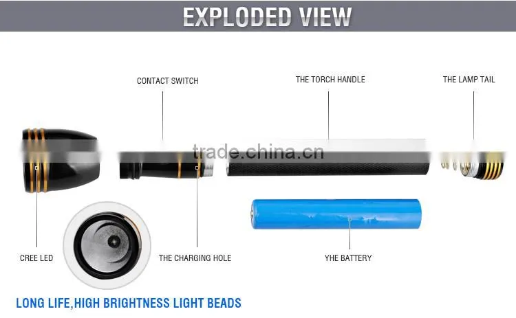 JD-8022 AA LED Aluminium rechargeable high power led torch lights
