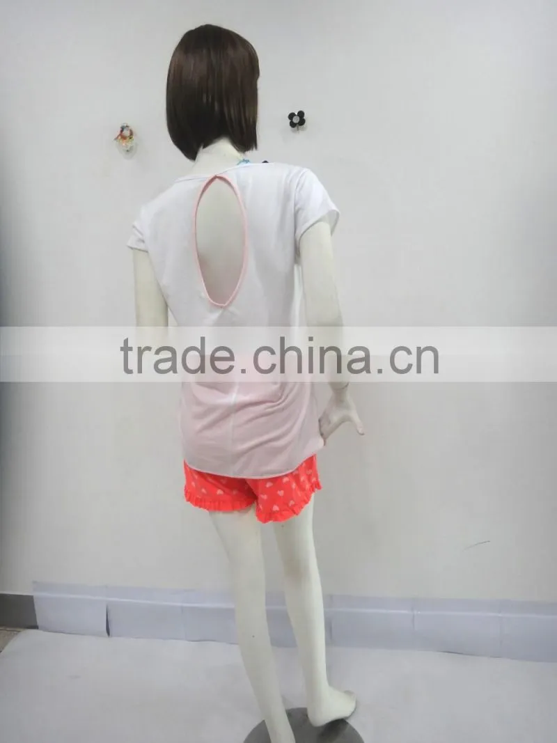 Leisure simple Behind the small sexy with refreshingly loving heart shorts pajamas women