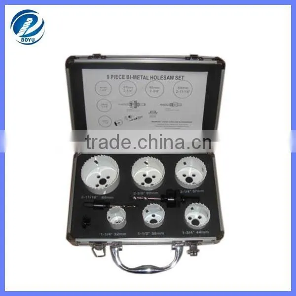 HSS M3 Bi-metal hole saw set in aluminium case
