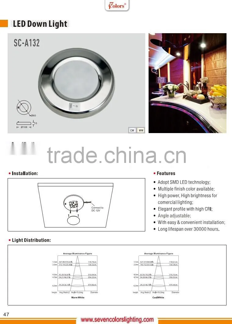 2w 12v recessed caravan kitchen lighting (SC-A131)