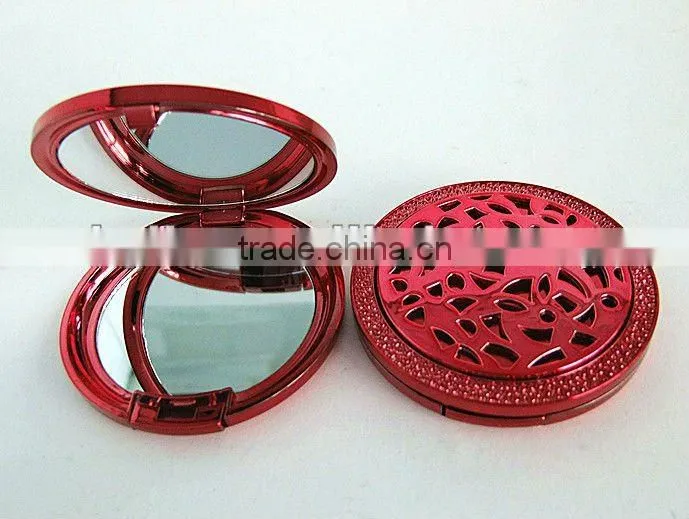 plastic heart shape makeup mirror with comb