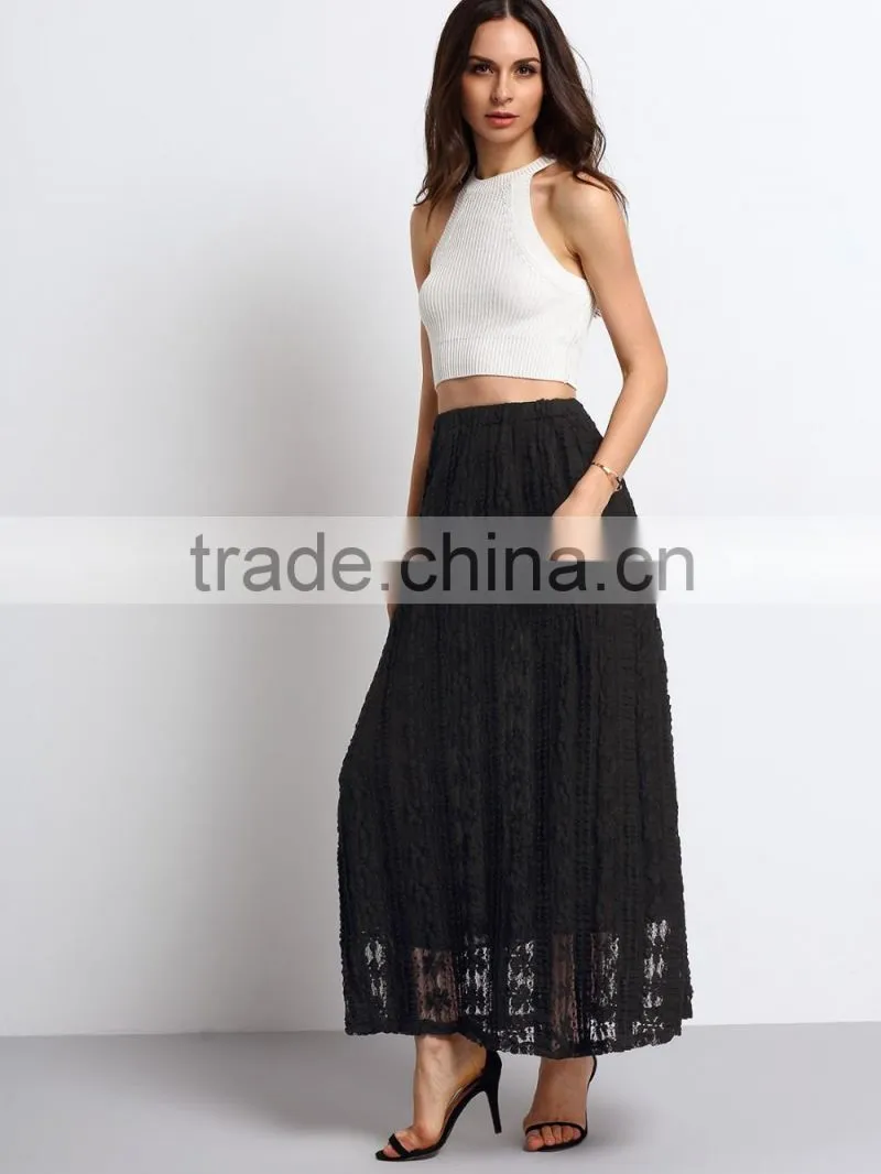 lace flare latest long skirt design for ladies