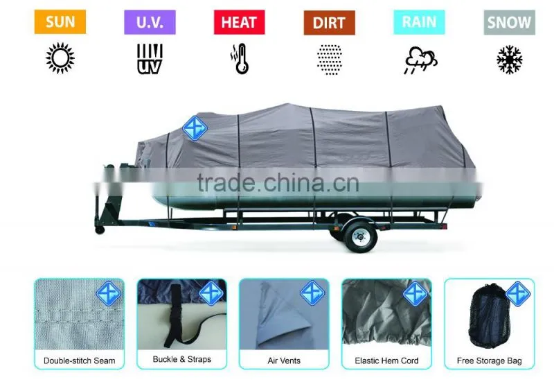 21' - 24' Trailerable Pontoon Boat Cover 600D Polyester