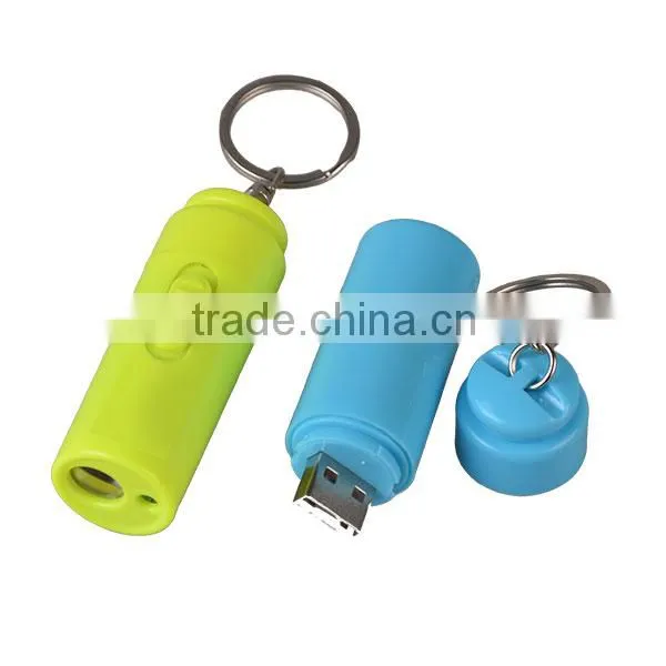 Mini USB Recharging Flashlight Mini Torch Flashlight Plastic Mini Torch with Logo