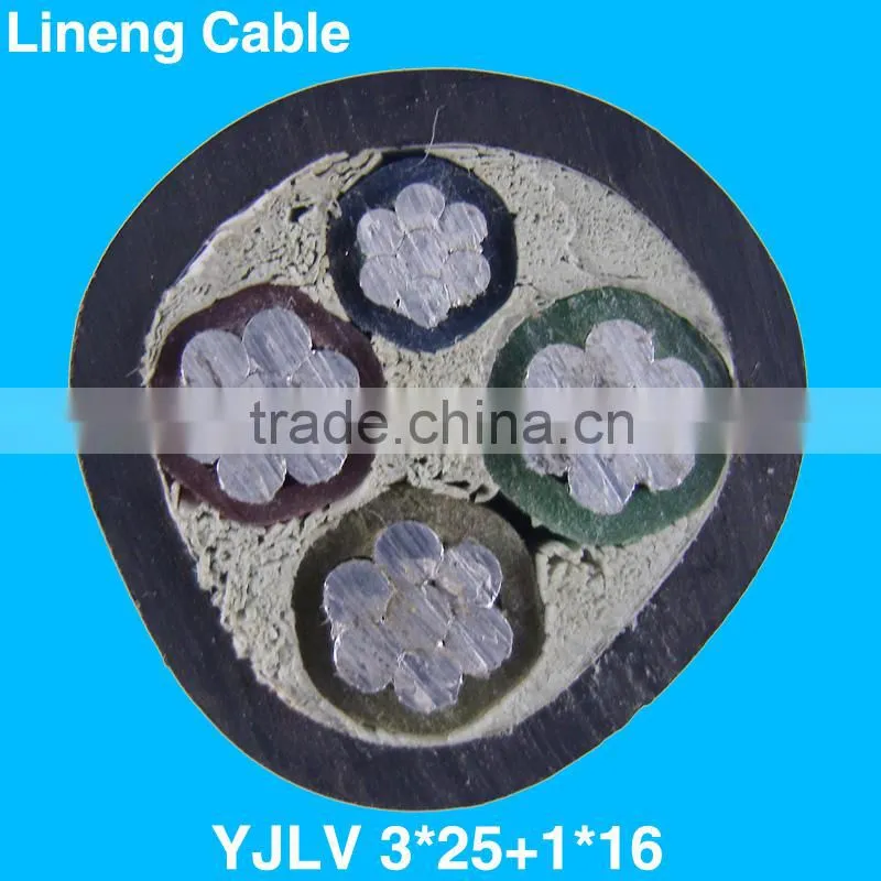 Lineng YJLV 3*25+1*16 Low Voltage 3+1 Core Aluminum Electrical Power Cable