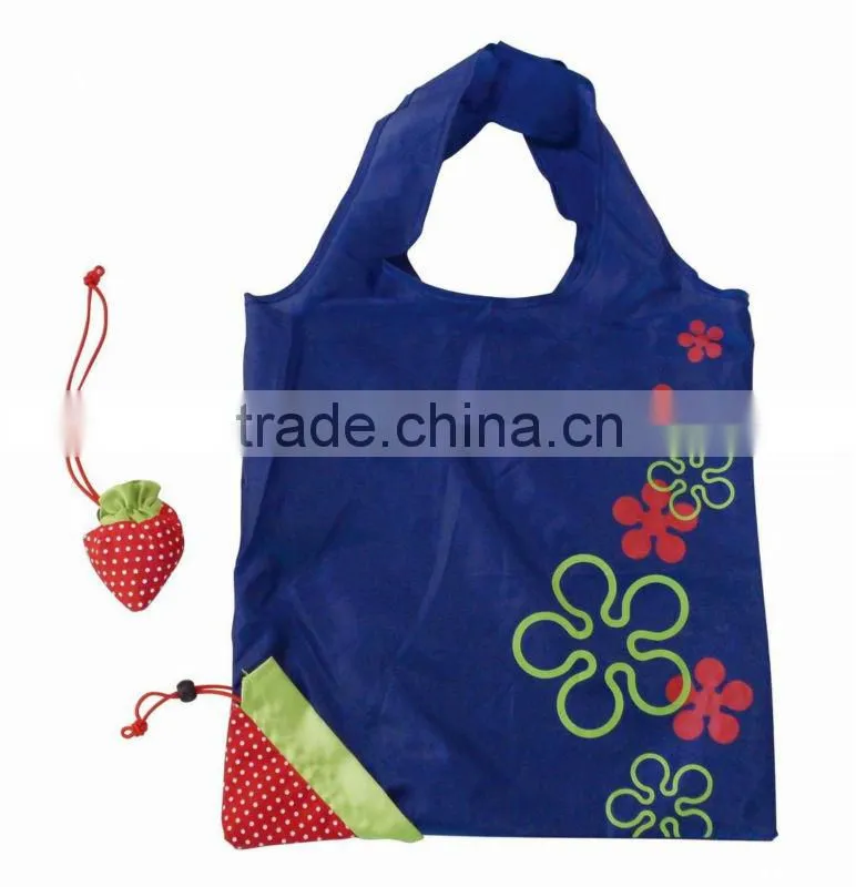 Colorful foldable nylon shopping bag strawberry bag