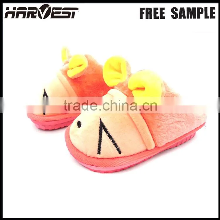 Washable cartoon slipper bedroom , solf plush animal slipper custom
