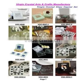 Crystal heart glass coaster with baby photo insert for birthday party decorations