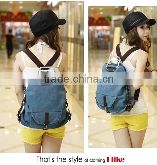 2016 Fashionable backpack canvas school backpack girl's day backpack