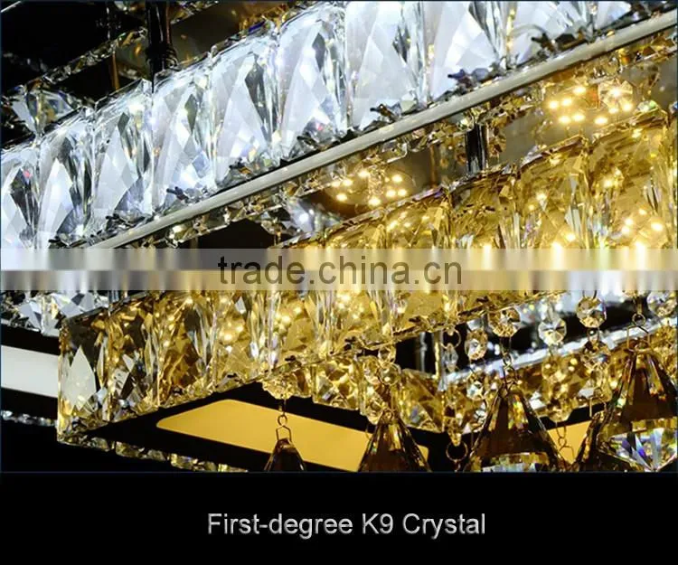 Modern Crystal Ceiling Lights K9 Crystal Steel Body Square Modern Crystal Chandelier