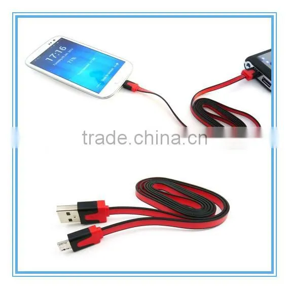 2014 Newest Stylish Flat Colorful Micro USB Cable Data & Charging Cable for Samsung/HTC/Samsung/LG/Nokia