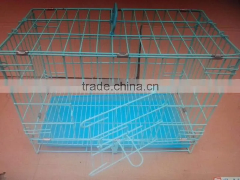 35 "Folding Dog cage with plastic tray two doors black color hot sales