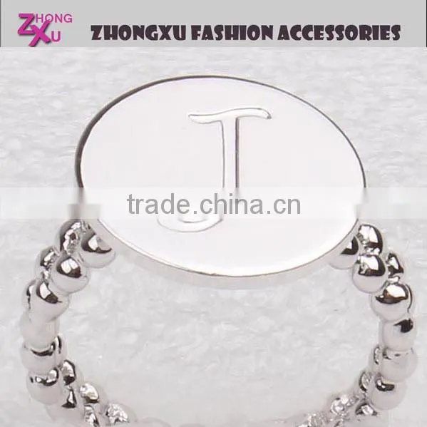 new custom womens silver plated promotion letter J ring