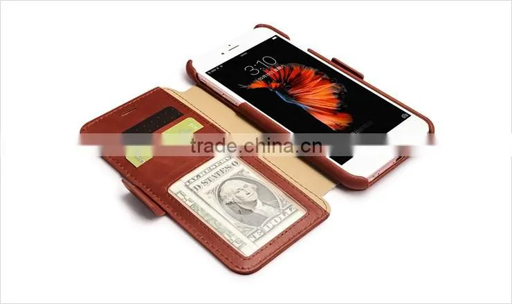 ICARER Real Leather Wallet Case For Apple iPhone 6 / 6s Plus Vintage Folio Cover With Credit Card Slot For iPhone6 4.7 / 5.5