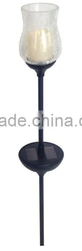 plastic bottle gourd shape solar candle lamp, crackle glass lamp shade