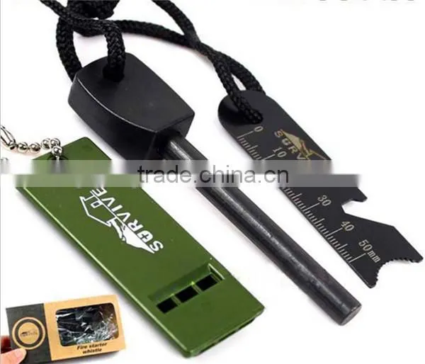 Survival Magnesium Flint Tooth Scraper Stone Fire Starter Lighter Kit