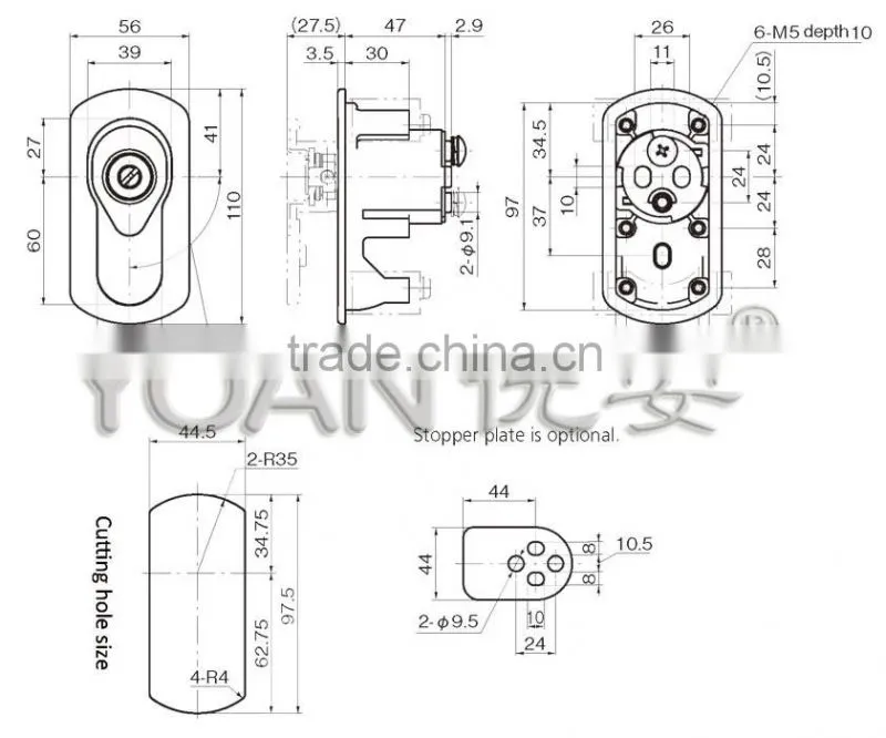 Stainless steel Automatic Teller Machine lock with key