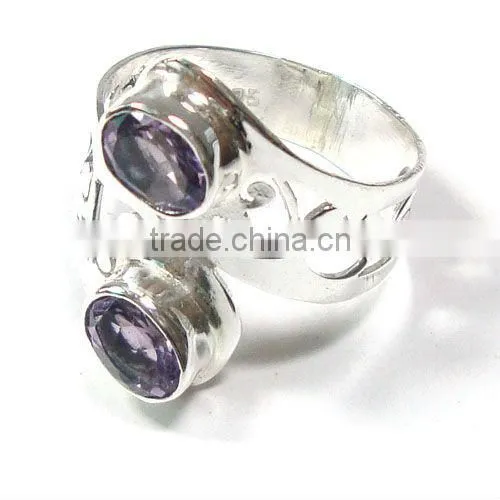 .925 Sterling Silver Faceted Semi Precious Citirne Stone Ring