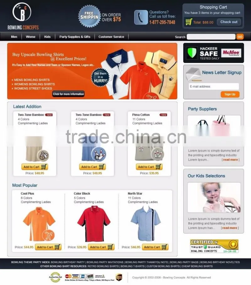 Online Shopping website garments