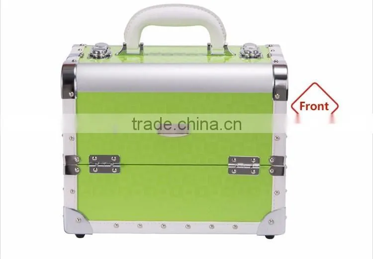 2016 Sunrise popular pvc portable makeup artist case mini cosmetic box with 6 expandable trays guangzhou supplier