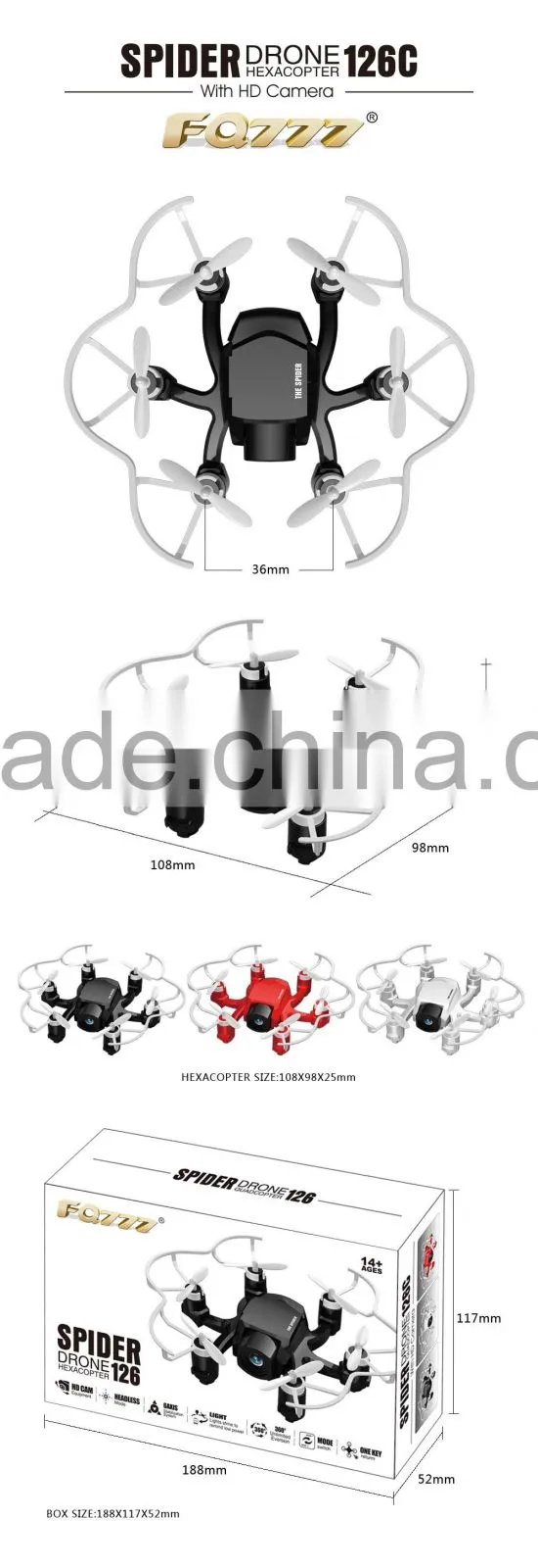 mini drone with hd camera 2MP HD Camera angle RTF FQ777 126C radio remote control industrial New toys 2016