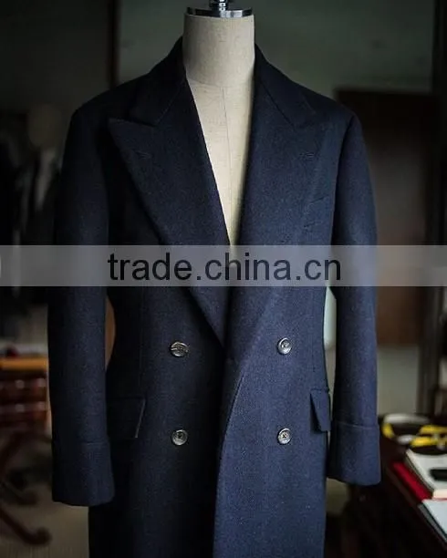 High Quality Double Breasted Custom Made Cashmere Wool Overcoat Men