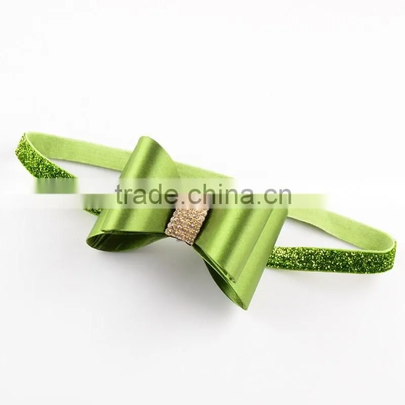 New Hot Sale delicate glitter bow hair band Baby elastic fine hair lead the act the role of 16 color in stock now
