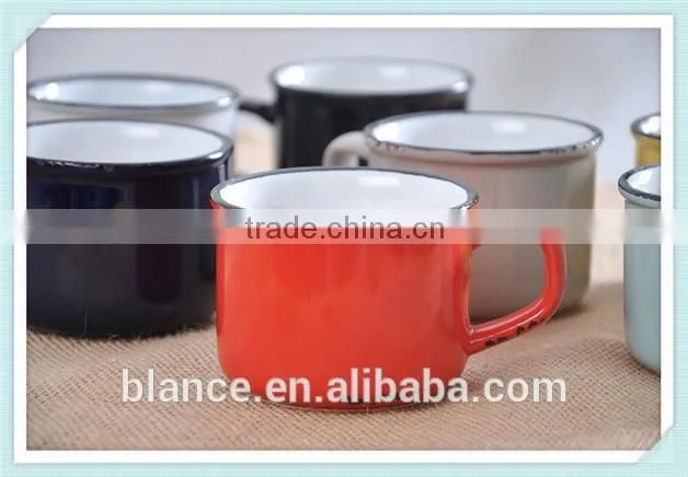 porclain/ceramic material enamel mug with enamel design in enamel style mug