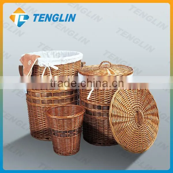 Set 3 high quality wicker laundry basket with lid