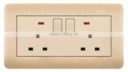 double switched socket with neon, wall switch socket