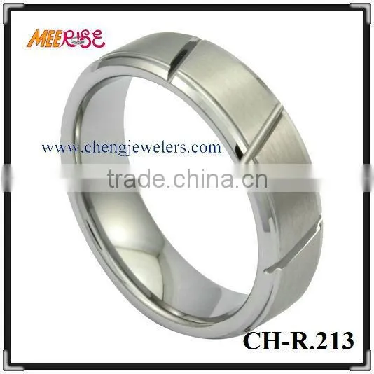 wholesales jewelry beveled edge high polished titanium pair ring camo wedding ring