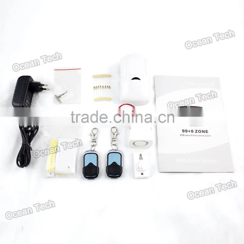 wireless Smart LCD display GSM alarm system,with 8 wired defense zones and 99 wireless defense zones
