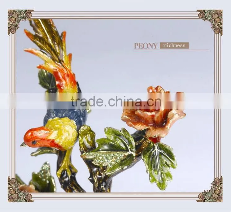 RORO Wealth and Auspice peony enamel pewter crystal decorative article for home decoration