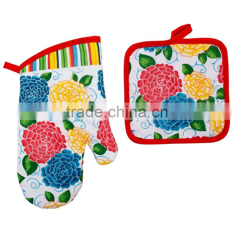 printed cotton kitchen set cooking pot holder and glove set cheap items to sell wholesale alibaba