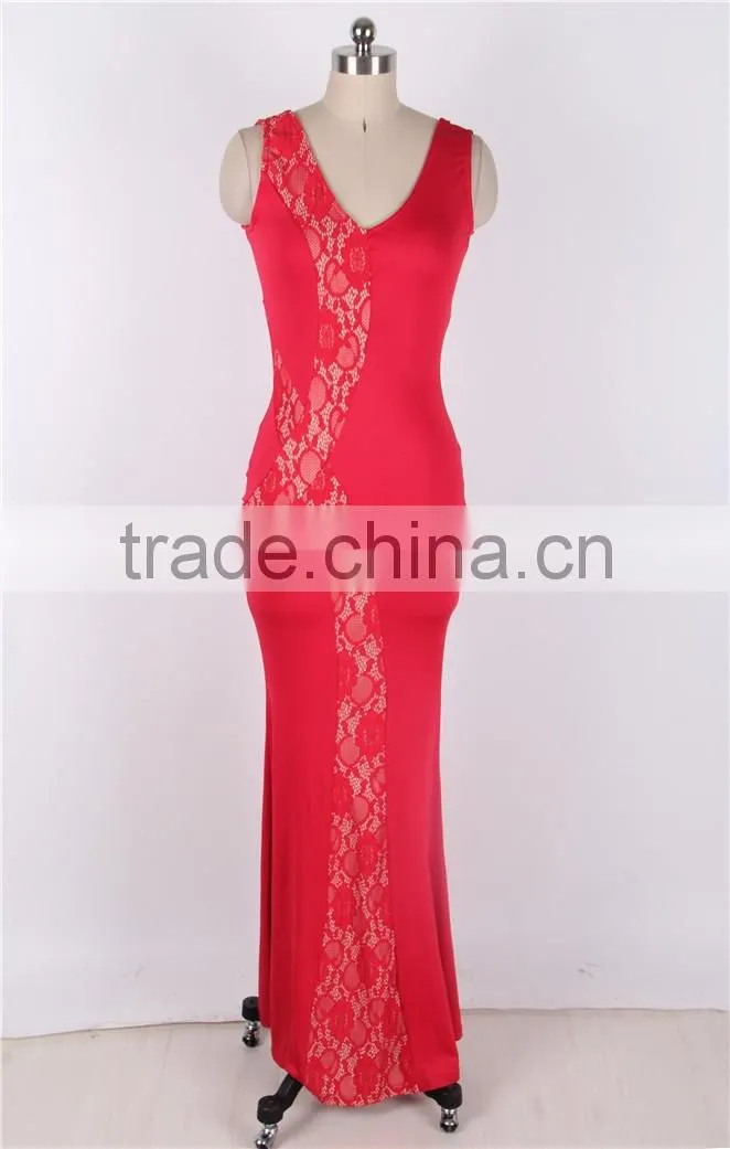 Unique Design Long Style Mature Women Party Wear Red Evening Dress