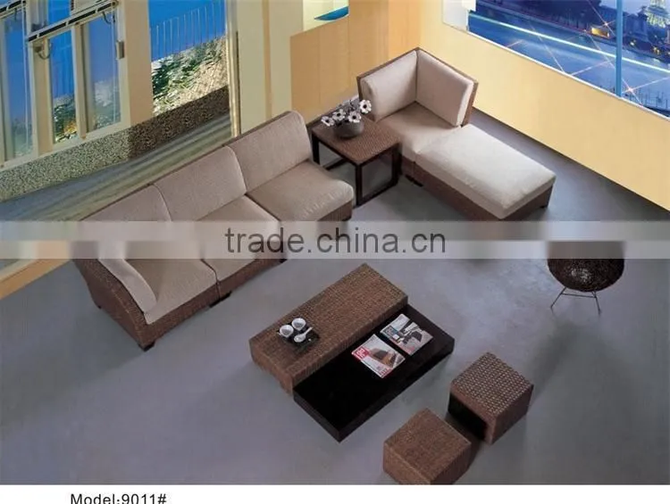 Star hotel sofa & chairs lobby furniture / public furniture rattan sofa with ottoman