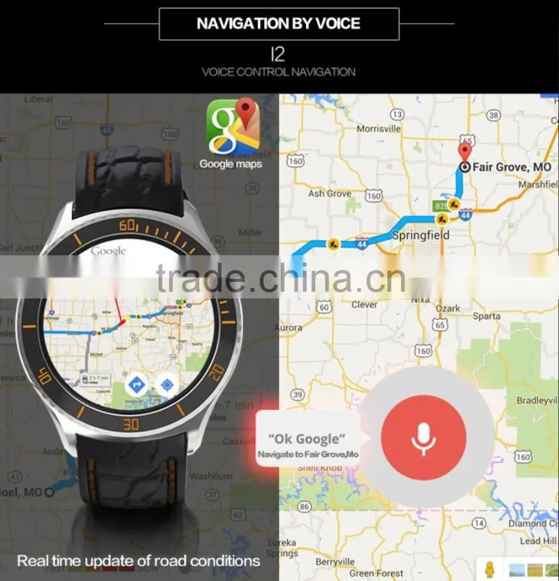 I2 android 5.1 OS MTK6580 Quad core Smart watch 4GB / 512MB Smartwatch With 3G wifi bluetooth GPS Google play store