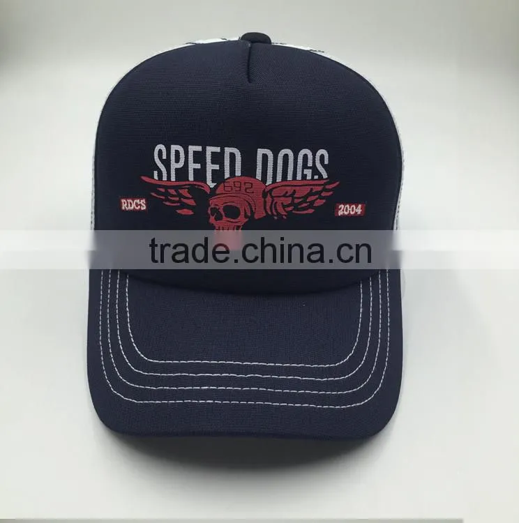 cutomized flocking print 5 panel trucker baseball cap