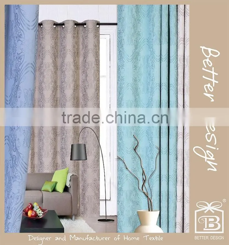 1pc blue/taupe/teal/beige color jacquard wholesale decorative blackout cheap curtain price
