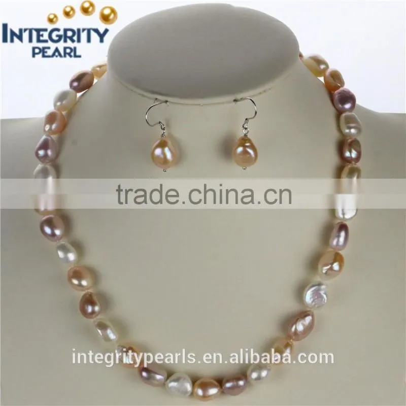 AAA 10mm mixed color freshwater big baroque pearl set