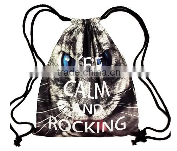 Foldable Tiger Zebra girls 3D printing animal draw string canvas Back pack bag
