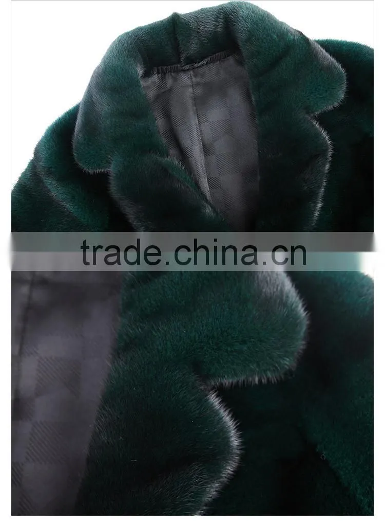 High-end dyed Dark green mink fur coat wholesale