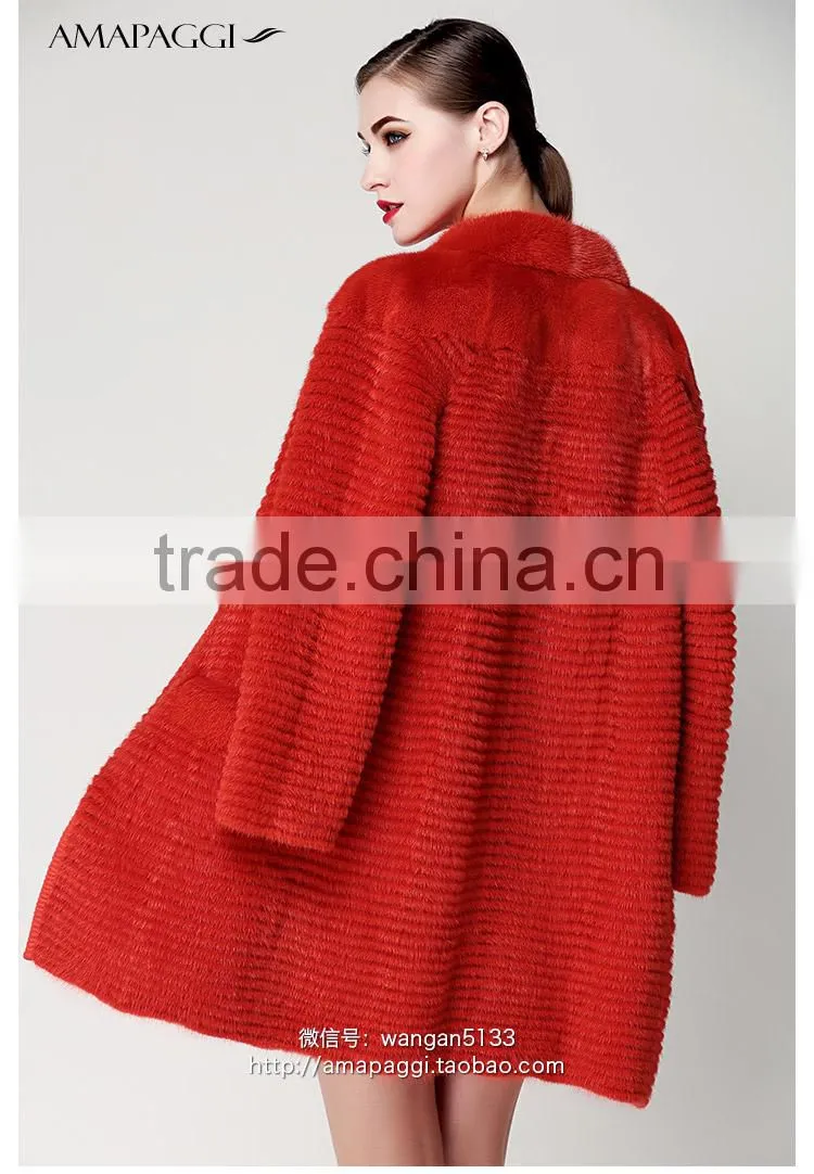 hot sale long fur coats knitted mink for women