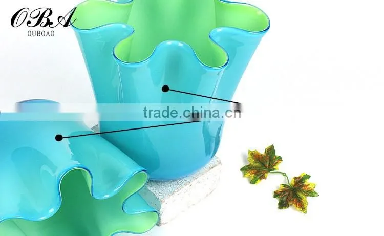 Hand-blown Modern Style Cheap Chinese Cabbage Glass Vase / Eco-friendly Home Decor Big Glass Flower Vase