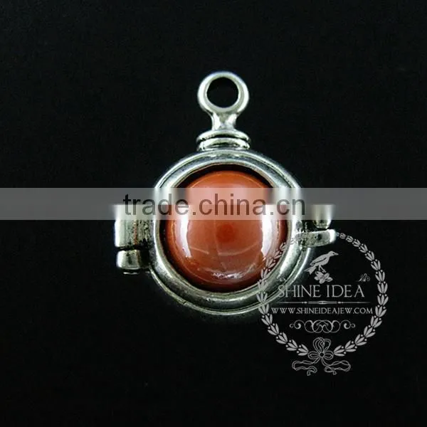 22mm round setting silver platd steam punk blue,orange,green,purple,sky blue and champage ceramic DIY pendant charm 1830068