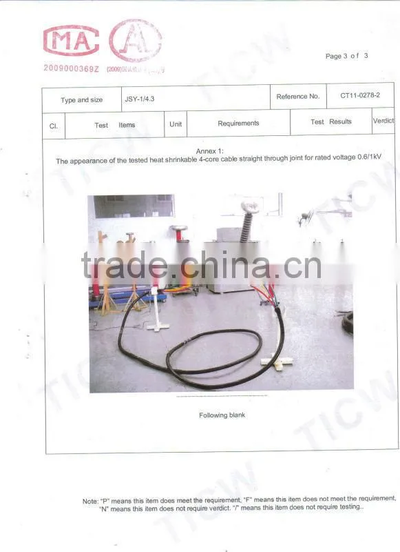 1KV 4-CORES Low Voltage Heat Shinkable Straight Throught Joint