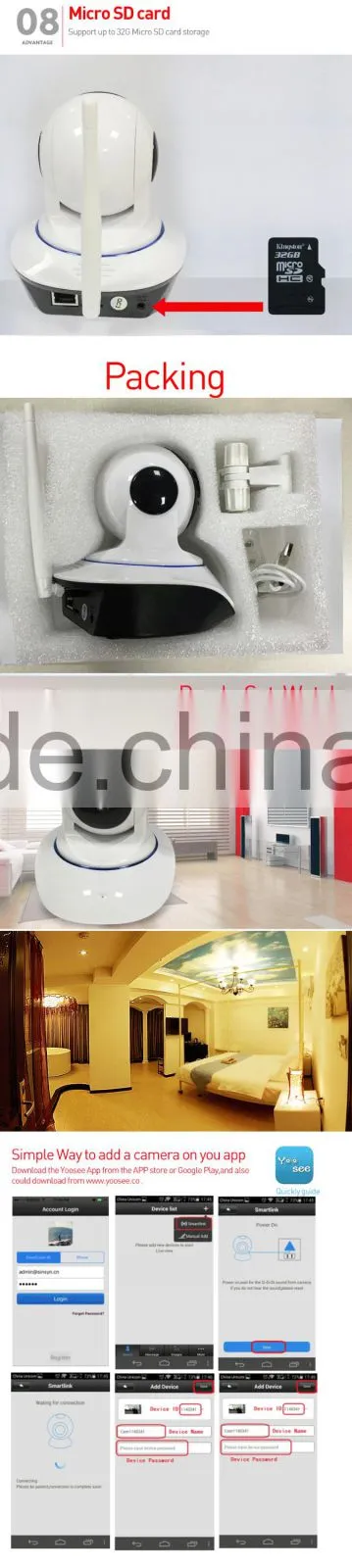 Two Way Audio 720P Yoosee Wifi IP Camera with Email Alert Support Android/ISO View