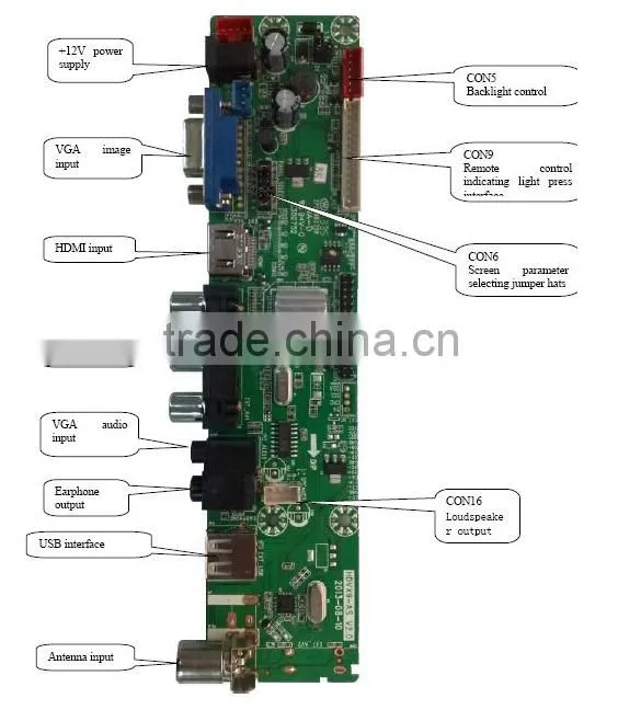 V59 Universal LCD TV Main Board with Built-in Stero Loudspeaker, HDMI +VGA + USB