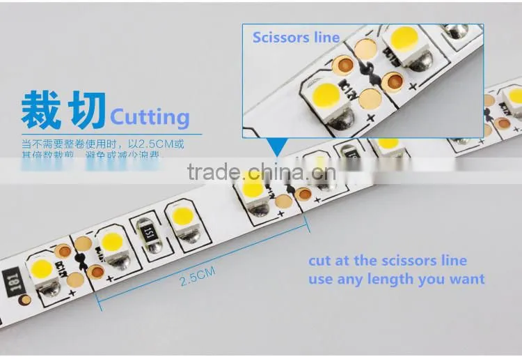 High quality Waterproof IP65 3528 60led/m Warm White flexible Led strip light